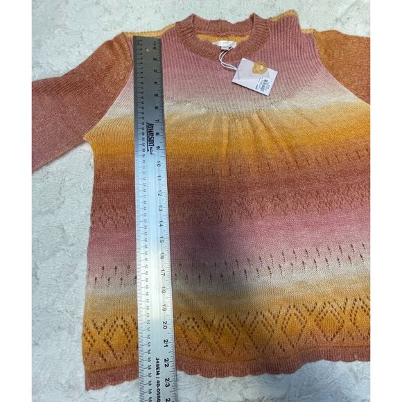 New LC Lauren Conrad Pullover Mock Neck Sweater Womens Medium Crochet Space-Dye - Picture 9 of 11